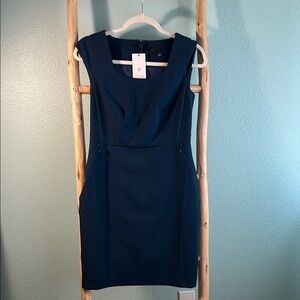 LOFT Black Sheath Mini Dress Square Neck Sleeveless